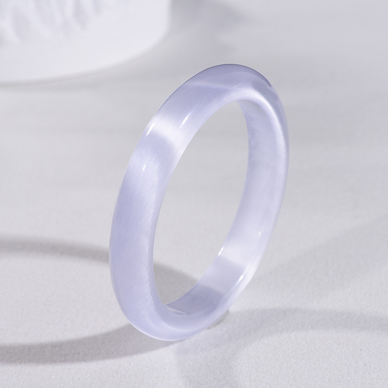 批发简约猫眼石手镯仿玉髓琉璃玉镯女款冰透白月光镯摆摊小商品