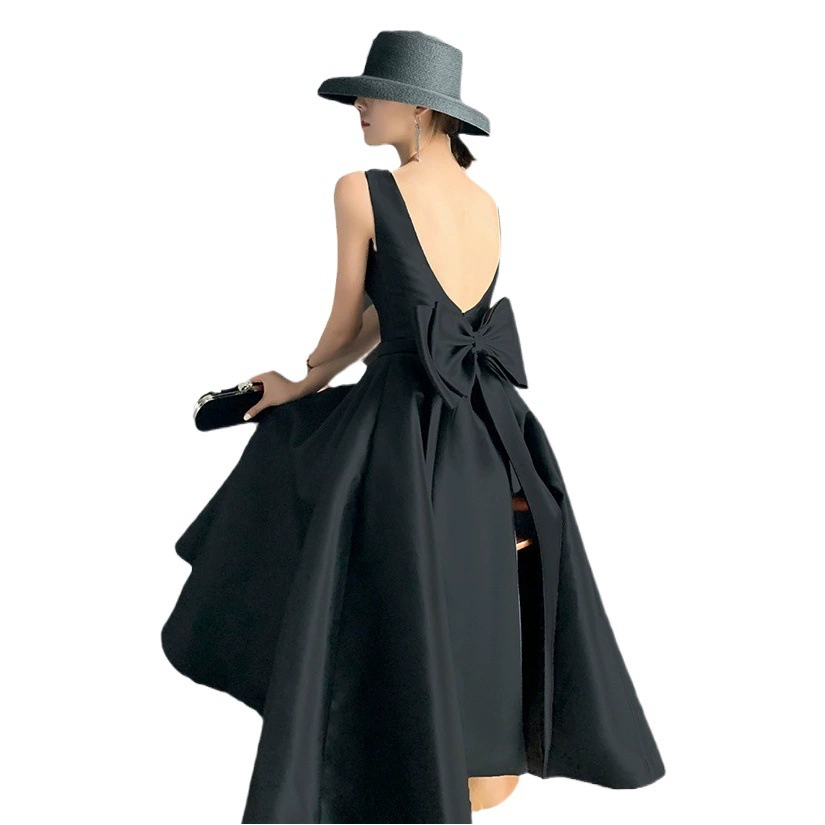 Вечернее платье Знаменитости Стиль Спинки Бант Средней длины Хозяин Церемония Для Взрослых День Рождения Банкет Платье Принцессы Тостовое Платье