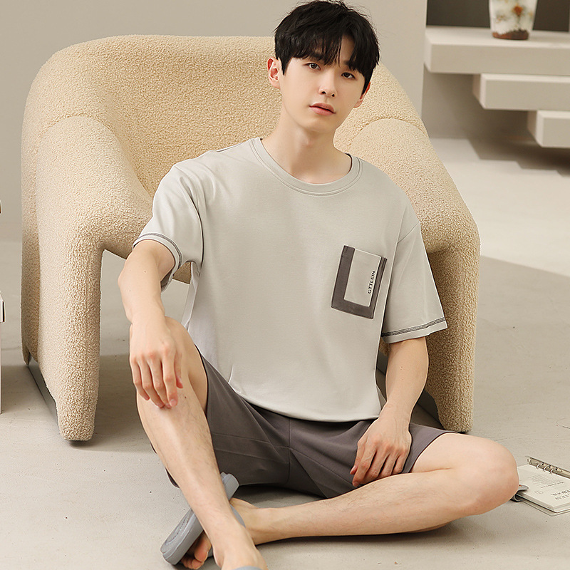Summer Men's Pajamas suit Super Soft Modal Cotton Extra Large Size Simple Loose Short Sleeve Home Clothes Comfortable Summer Men's Pajamas suit Super Soft Modal Cotton Extra Large Size Simple Loose Short Sleeve Home Clothes Comfortable