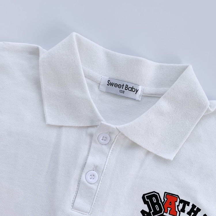 2023 Summer New Boys' Trendy Brand Letter Polo Shirt Small and Medium-sized Children's Black and White Short-sleeved T-shirt Lapel Top Trendy