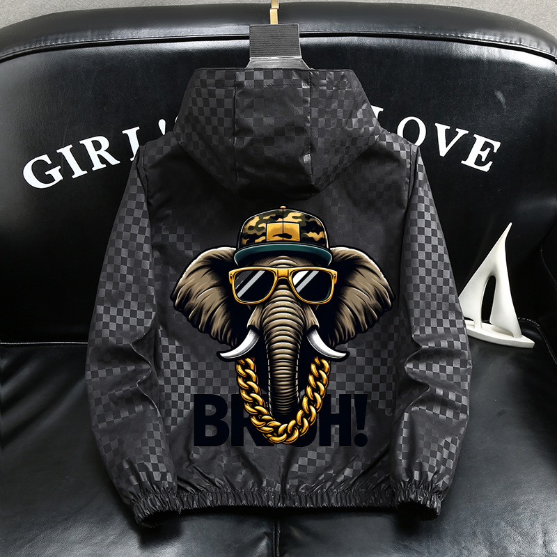 Veste à capuche homme légère coupe ample style décontracté_voghion.com