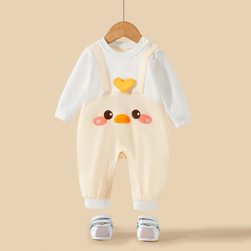 Bebé recién nacido mono puro algodón primavera y otoño hombre y mujer bebé mameluco babero mameluco ropa de luna llena 0-12month