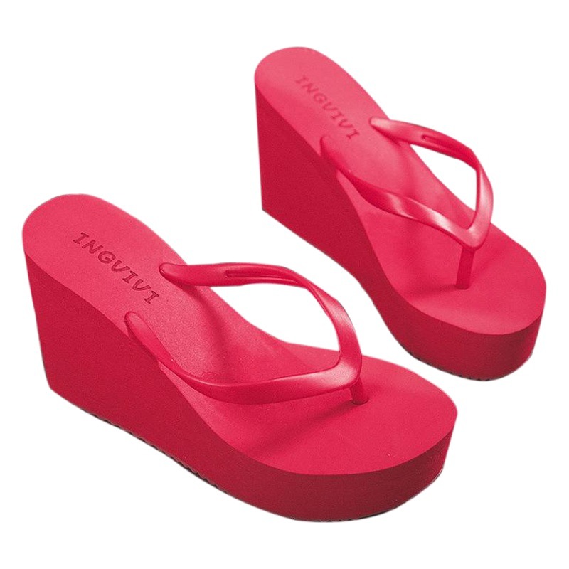 Sandalias de plataforma de verano de las mujeres zapatillas de tacón alto al por mayor zapatos de playa cuña flip-flop zapatos de plataforma color caramelo