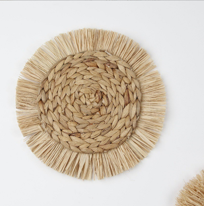 Juego de adornos de pared de paja tejido de paja tejido a mano hierba de calabaza hierba colgante de piel de maíz colgante de pared folklore bohemio