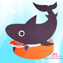 鲨鱼头饰道具鲸鱼卡通帽子海豚头套儿童幼儿园区角色游戏材料