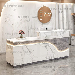 Simple modern company front desk beauty salon reception desk clothing store cashier corner bar counter with light