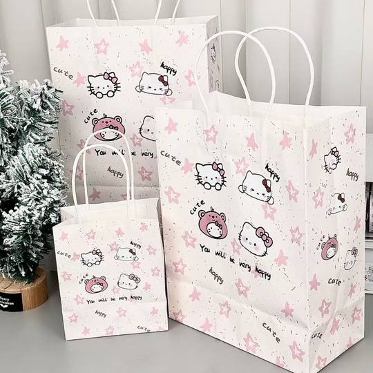 New Star KT Cat Gift Bag Ins High Color Value Exquisite Storage Bag Cartoon Gift Packaging Bag Sanrio