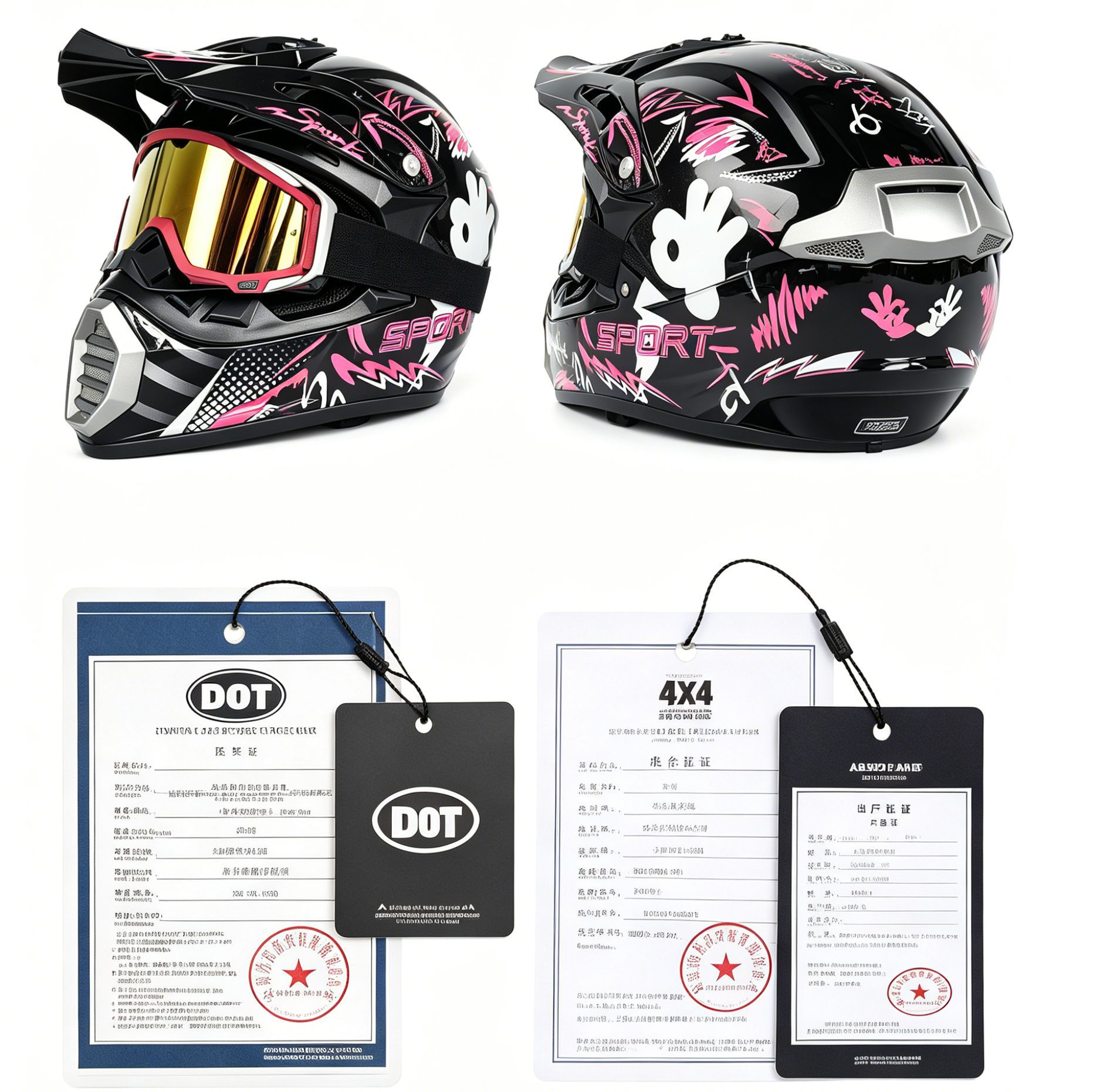 Adult and Children's Motorcycle Helmets Dot Certified Electric Vehicle Bicycle Helmets Off-Road Helmets C Full-Face Motorcycle Helmets