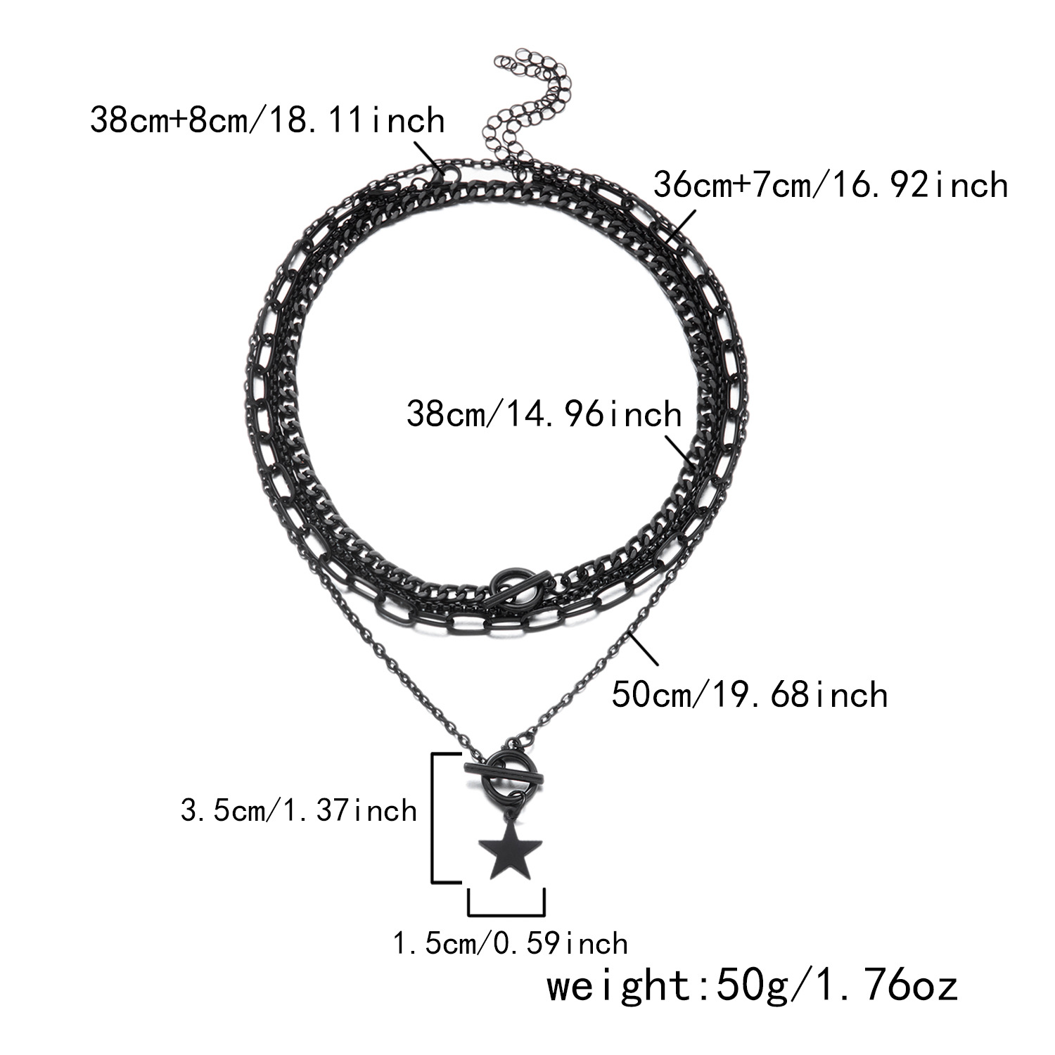 Mehrschichtige Halskette mit Herzanhänger für Damen, Schwarz, minimalistisches Design mit OT-Verschluss, modische elegante Halskette für Frauen, grenzüberschreitend