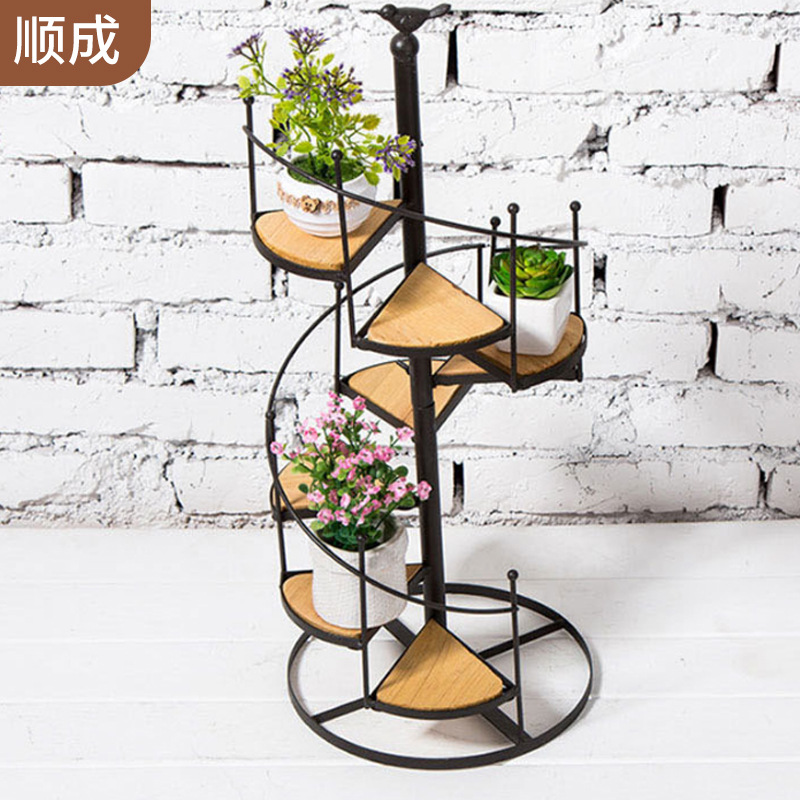 床置き花棚吊り多層鉄芸卸売りベランダ台形ミニ室内緑羅客間植木鉢実木花棚