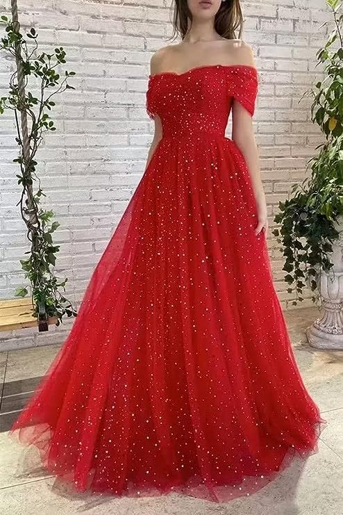 Vestido de noche para mujer, nuevo estilo de verano 2026, vestido de tul color borgoña con hombros descubiertos, estilo hada, cielo estrellado, para actuación de coro.