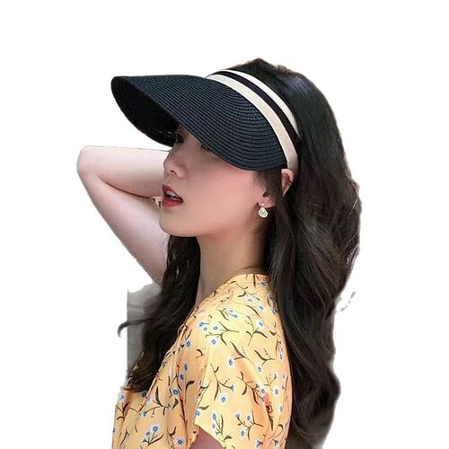 Slim summer sun hat, casual and versatile, face-showing small sun protection hat, women's sun hat, straw headband hat, empty top hat