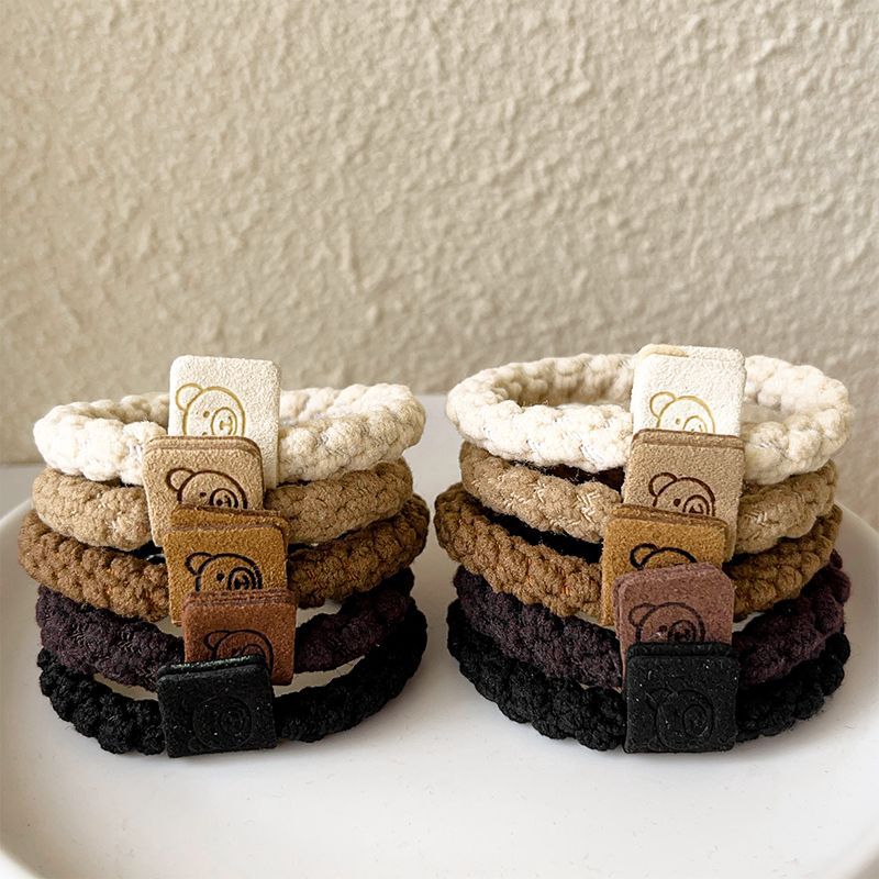 Otoño y invierno curry osos anillo de cabello para mujeres simple cuerdas de cabello de alta elasticidad no lesionar cuerdas de cabello de cola de caballo adornamiento para el cabello