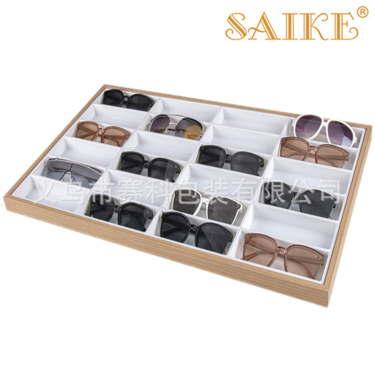 现货批发木质24位太阳镜墨镜眼镜展示托盘子眼镜店陈列道具盘