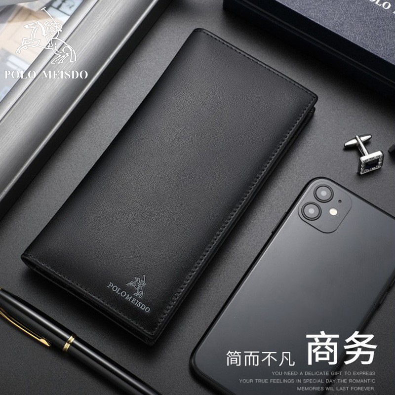 Authentic Paul Meiside First-Layer Cowhide Genuine Leather Wallet Men's Long High-End Brand Luxury Gift Wallet Wholesale