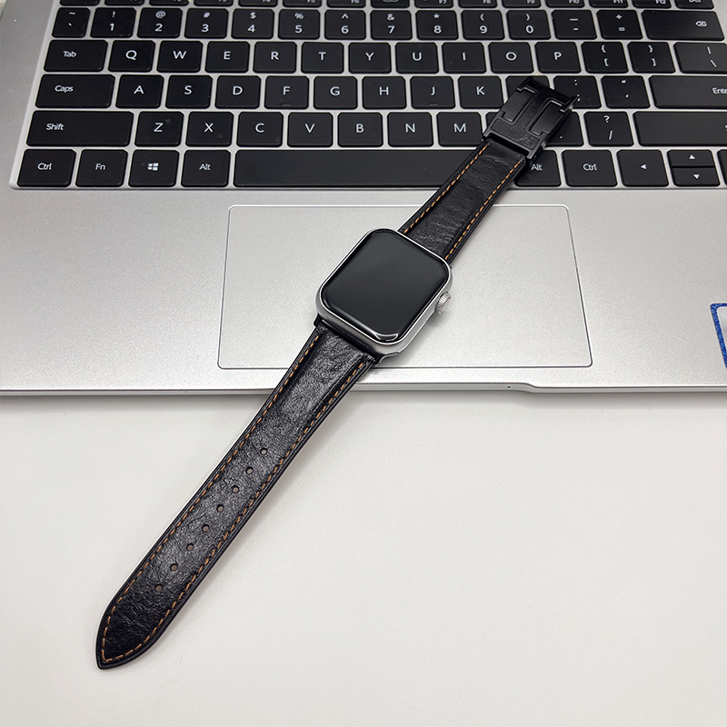 Joan's strap ·Classic H-buckle burst leather strap for men and…