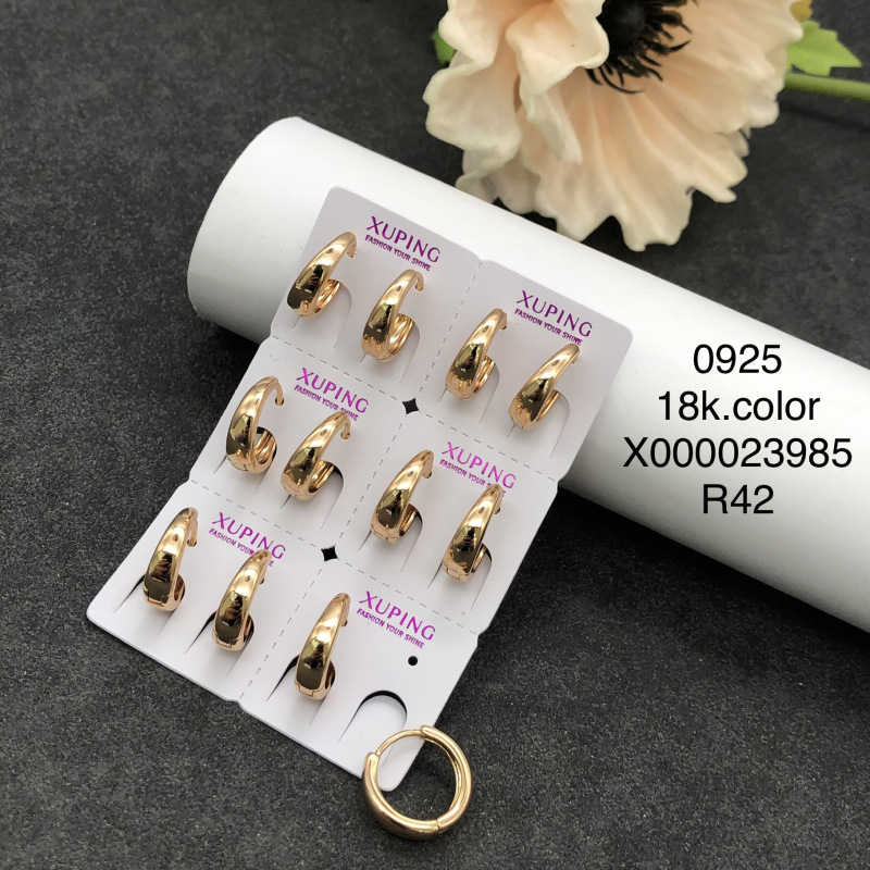 Pendientes de Aro con Zirconia de Aleación de Cobre Bañado en Oro de 18K
