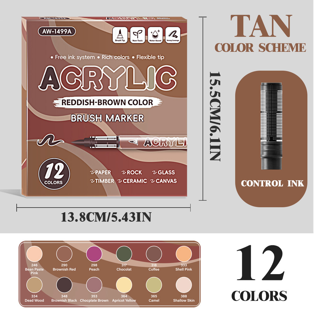 Líquido directo tipo blando acrílico marcador conjunto de pincel de color plegable estudiantes dibujo de color de piel animado acrílico colorido