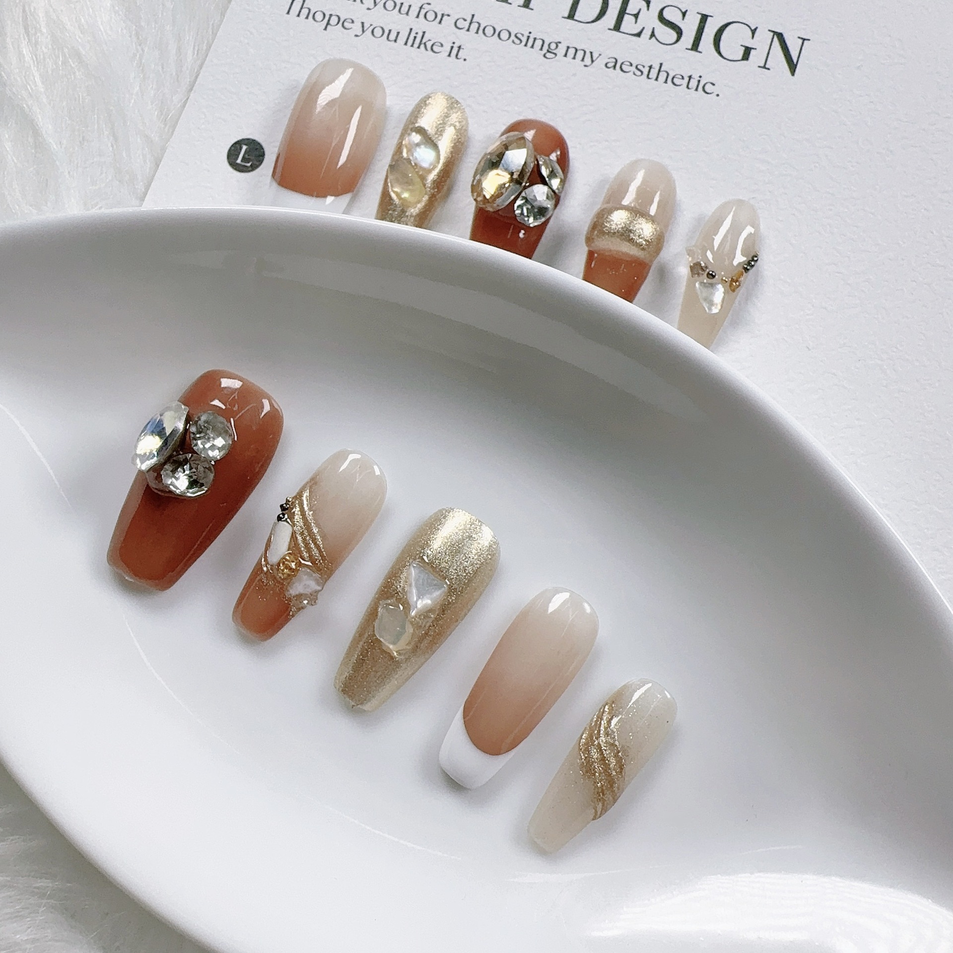 Autumn amber nail stickers for manicure