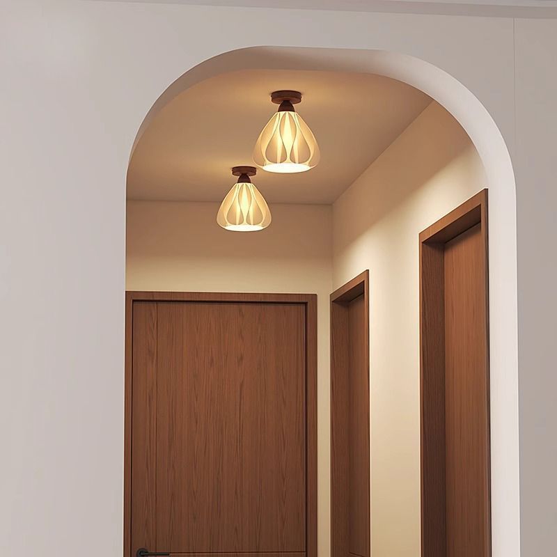 Falda de crema francesa de nogal, entrada a la puerta, pasillo, pasillo, luz de pasillo, protección ocular, luz de techo de balcón, luz romántica medieval