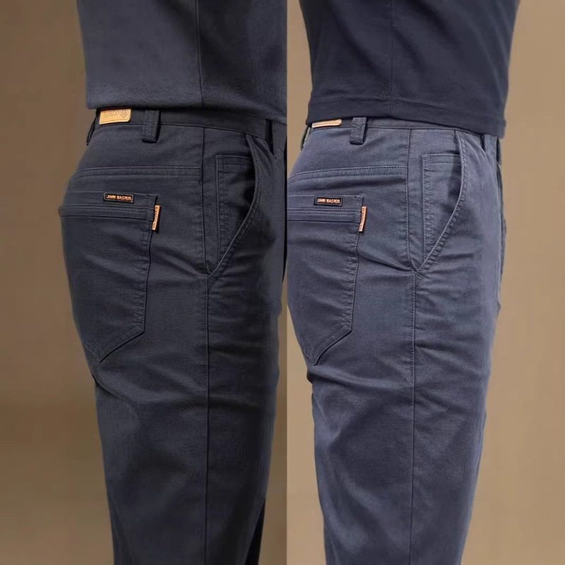 Fashionable, Simple, Trendy, Loose-Fitting, Versatile, Solid Color Casual Pants for Men, Light Business Style, Stretchy, Durable, Wear-Resistant, Workwear Straight-Leg Pants