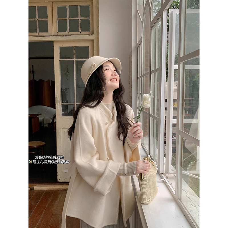 Miss Chipmunk Xiangxue Ning Coat 110 Count High Count Australian Wool Pearl National Style Small Double-Sided Wool Coat