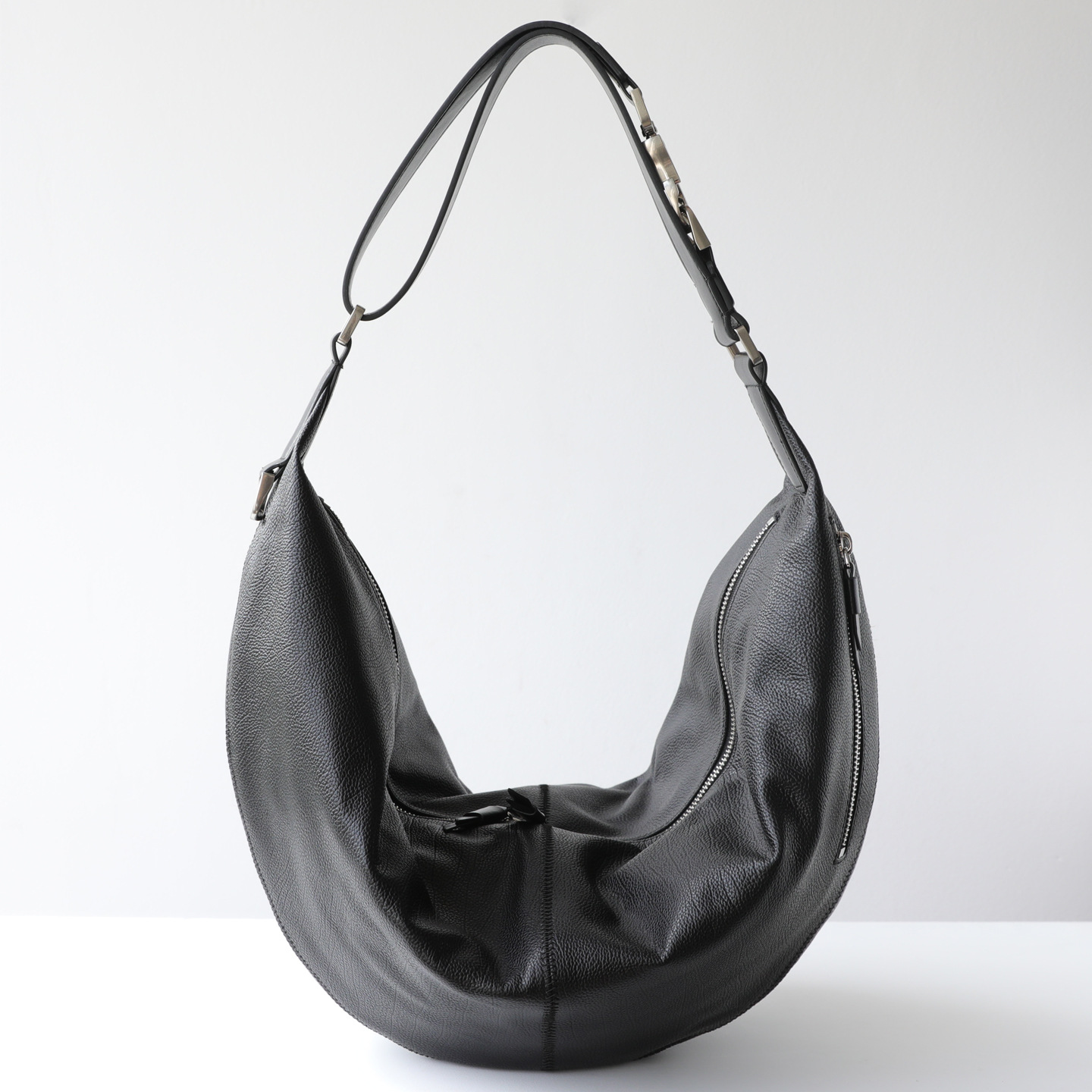 Commuter Hobo Top Grain Cowhide Leather Shoulder Crossbody Bag Retro Old Money Style Large Capacity Croissant Underarm Bag - Thumbnail 6