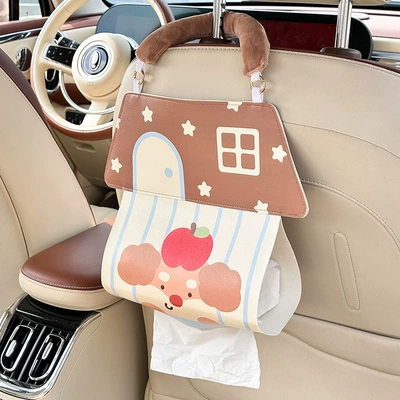 Car Interior Accessories Tissue Box, Car tissue box/set - apple-dachshund-leather-tissue-bag