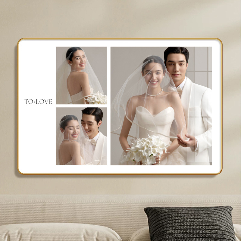 Wedding Photo Crystal Frame for Wall Hanging, with Printing and Photo Enlargement for a High-End Feel Wedding Photo Crystal Frame for Wall Hanging, with Printing and Photo Enlargement for a High-End Feel