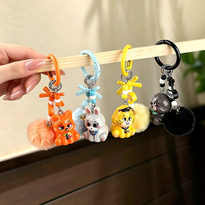 Cartoon Zootopia Judy Nick Pendant Girl's Bag Candy Pom-Pom Pendant Couple Ornament Gift Cartoon Zootopia Judy Nick Pendant Girl's Bag Candy Pom-Pom Pendant Couple Ornament Gift
