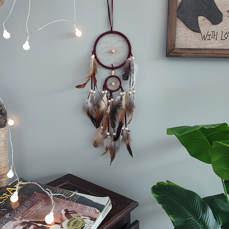 25g Weight Dreamcatcher Home Textiles & Decor Type 1 Piece Quantity Holiday, Travel, Daily Occasion Geometric Pattern Casual, Elegant, Shiny Style Casual Elegant Shiny Geometric Feather Dreamcatcher Wall Art 3