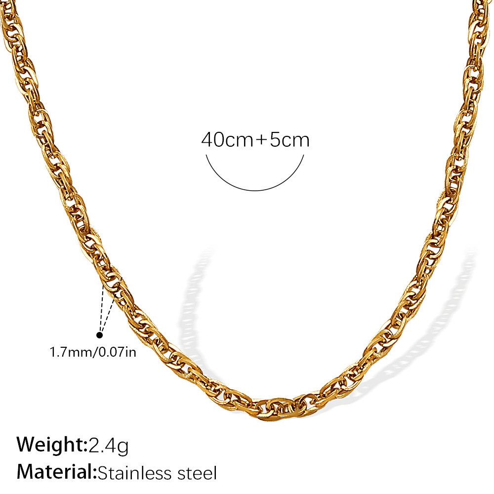 Collar versátil con cadena de hueso de serpiente estampado – cadena trenzada, chapado en oro 18K, personalidad femenina image 25