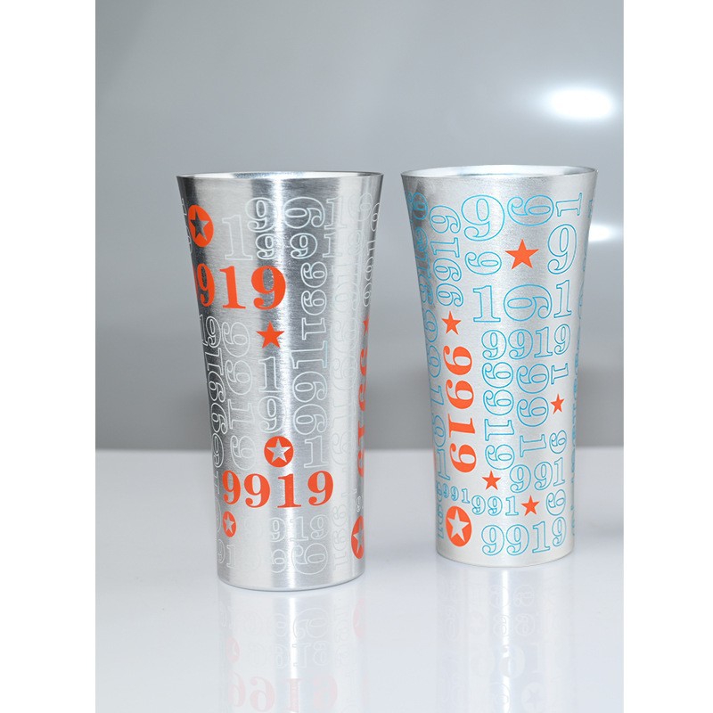 Vaso de aluminio que cambia de color para uso doméstico, vaso creativo para bebidas frías, jugos y agua para acampar al aire libre, vaso de cerveza portátil personalizado al por mayor.