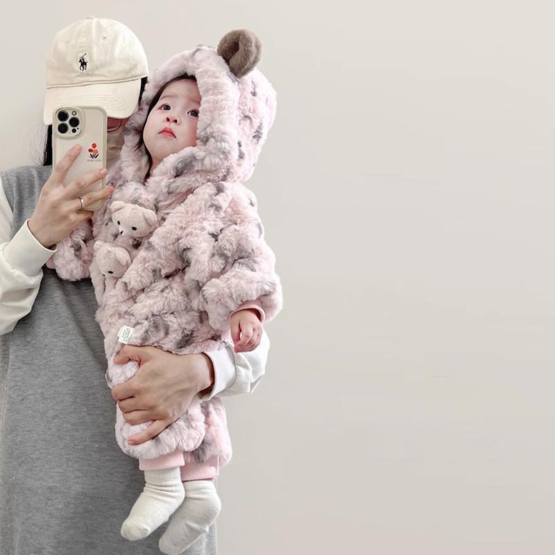 의 겨울 옷 달콤한 기모 따뜻한 면화 패딩 옷 소녀를위한 두꺼운 공주 옷
