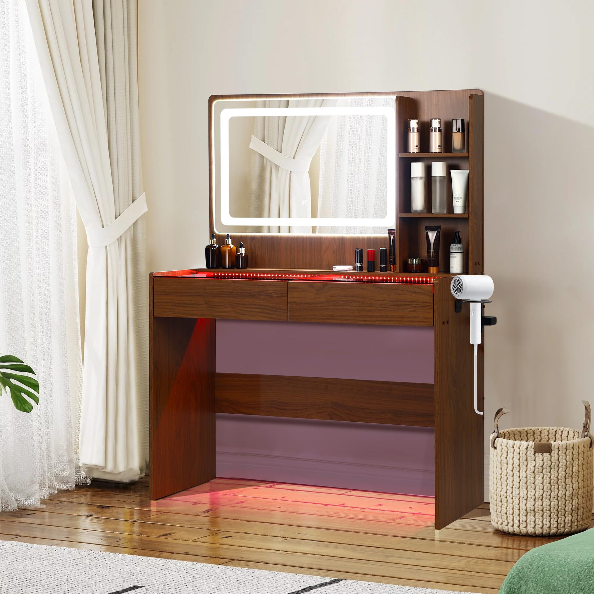 Comercio exterior Amzom transfronterizo amazon mesa de tocador muebles de placa maquillaje moderno minimalista RGB modulable mesa de tocador