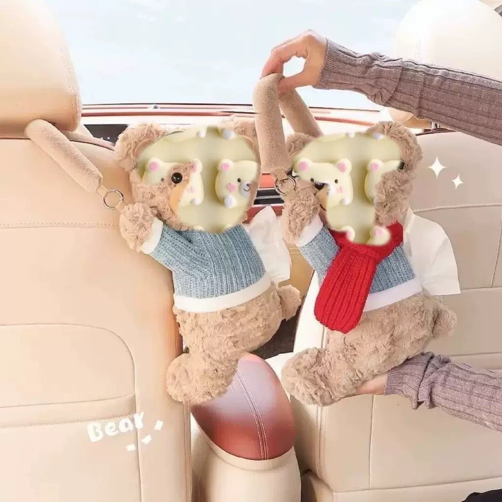 New cute plush car tissue bag, car tissue box, hanging tissue bag, plush hanging type