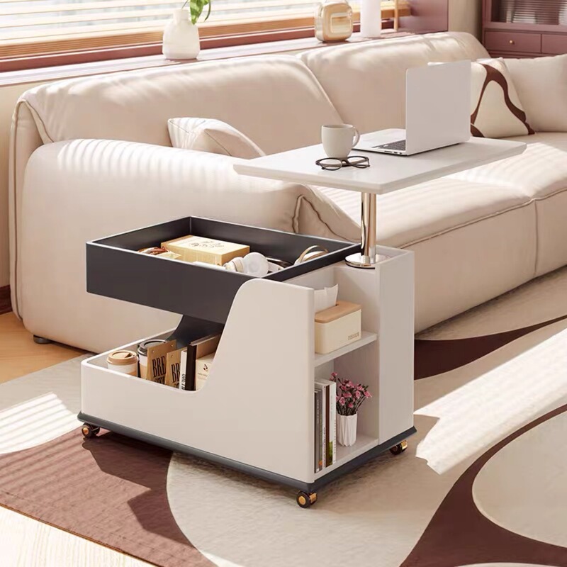 Slate Lift Coffee Table Side Table Movable Sofa Side Cabinet Light Luxury High-End Small Apartment Living Room Wheeled Trolley