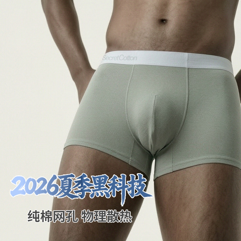 [10A Antibacterial Pure Cotton] Class a Mesh Cotton Breathable Seamless Men's Underwear 100% Cotton Boxer Briefs for Men