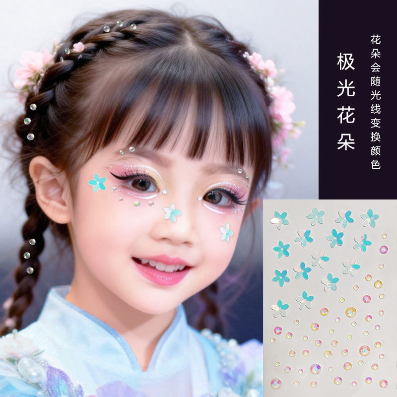 Parche de maquillaje de imitación de celebridades de Internet Parche de diamante Parche de diamante de mariposa Parche de diamante de imitación Parche de cara Parche de lágrima Parche de perlas de ojo Parche de diamante intermitente