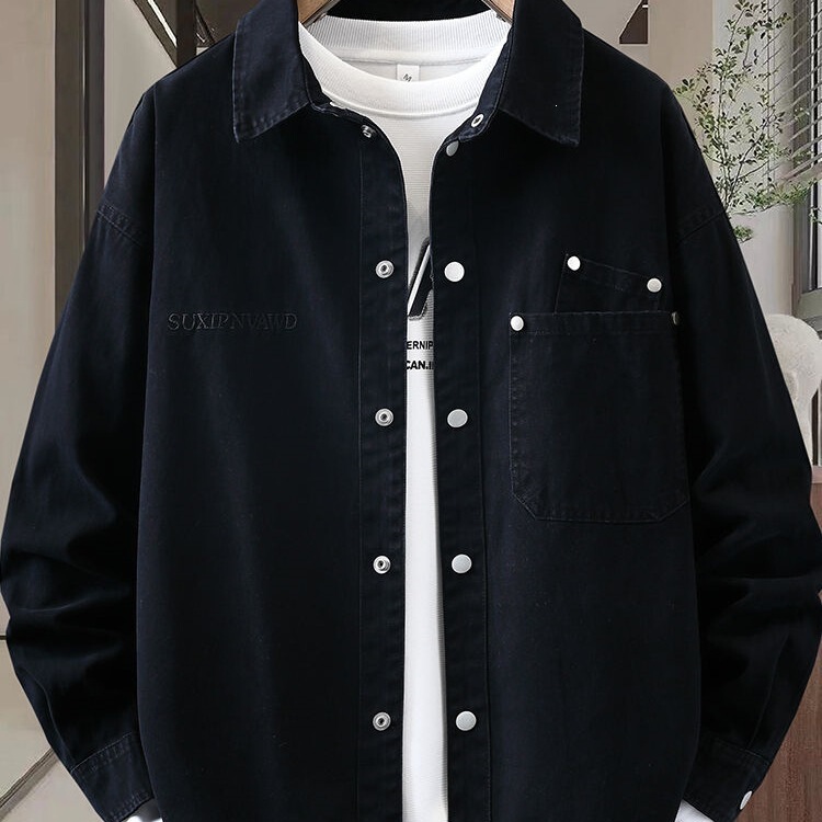 Cross-Border Denim Shirt Men's Spring and Autumn Jacket 2025 New Trendy Brand Workwear Loose Casual Jacket for Men Cross-Border Denim Shirt Men's Spring and Autumn Jacket 2025 New Trendy Brand Workwear Loose Casual Jacket for Men