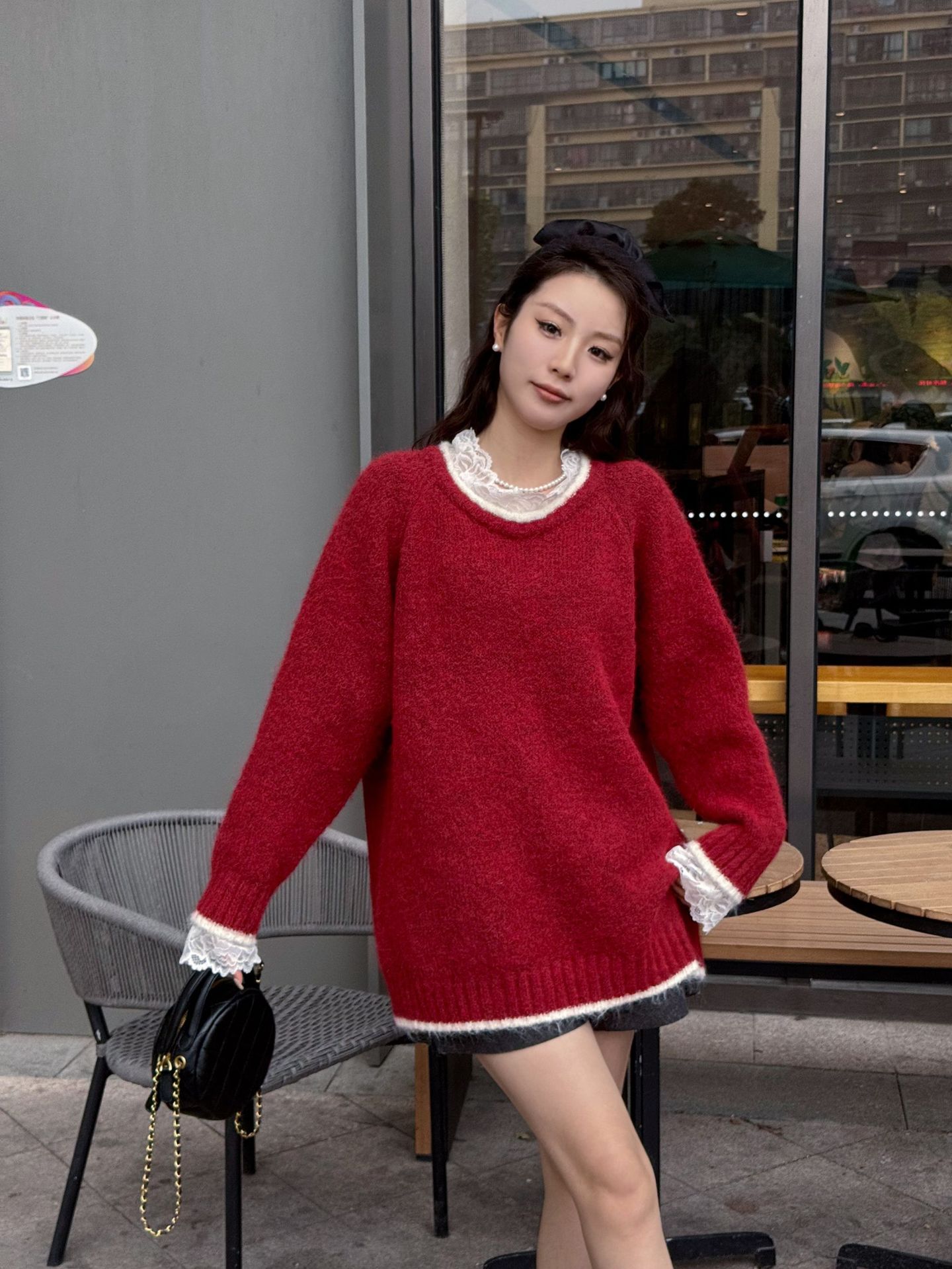 24 invierno Puyuan incluye camisetas de lana, suéter, abrigo, manga larga, vento perezoso, delgado, chaqueta suelta, mujer