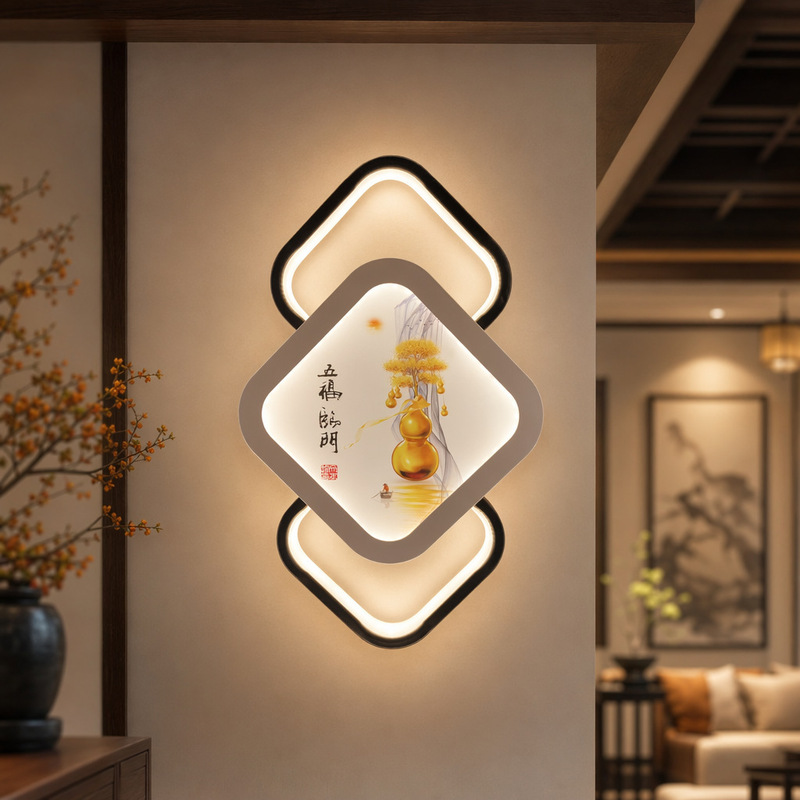 Wall Lamp Bedroom Living Room Background Wall Lamp Decorative Mural Lamp Art Bedside Lamp New Chinese Mural Lamp Entrance Lamp