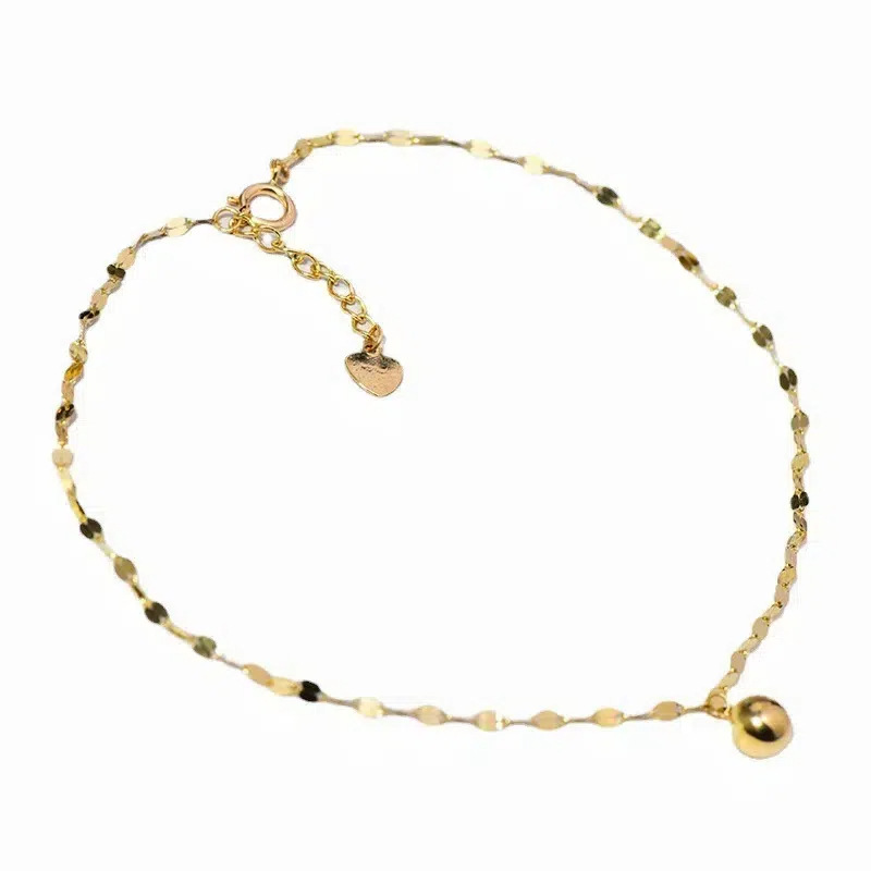 S925 plata esterlina chapado en oro de 14k simple cadena de labios tobillar nicho de diseño brillante ajustable pie accesorio