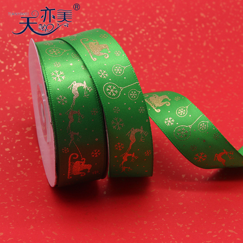 En stock 2,5 cm dorado cinta de Navidad pequeño rollo Navidad vacaciones decoración cinta Navidad regalo embalaje cinta