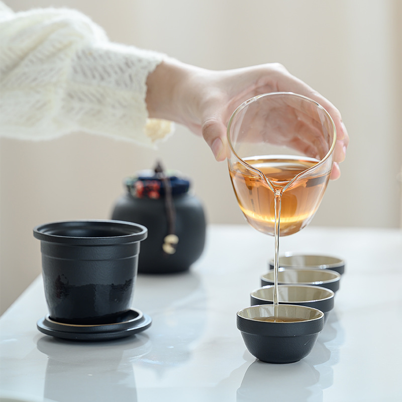 陶瓷快客杯家用簡約便攜一壺二杯四杯隨身旅行茶具套裝帶茶葉罐裝
