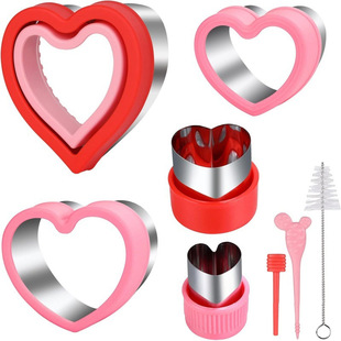 Factory Direct Supply 8-Piece Set Valentine's Day Heart Star Stainless Steel Sandwich Cutting Mold Bread Fruit Biscuit Mold