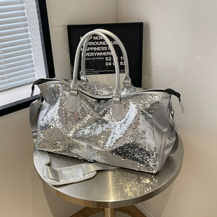 Cross-border New Sequin Travel Bag Women's Fashionable Lightweight Large Capacity Handbag Sports Fitness Casual Crossbody Bag