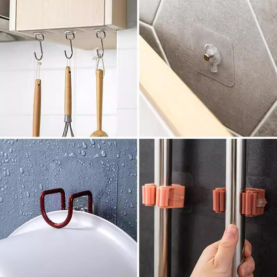 Hook bathroom bathroom nail-free clothes hook bedroom hole-free clothes hanger wall hanging coat hook plastic hook wholesale