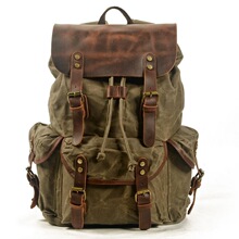 D 44920 Retro Drawstring Waxed Canvas Backpack �͹���Ϟ����