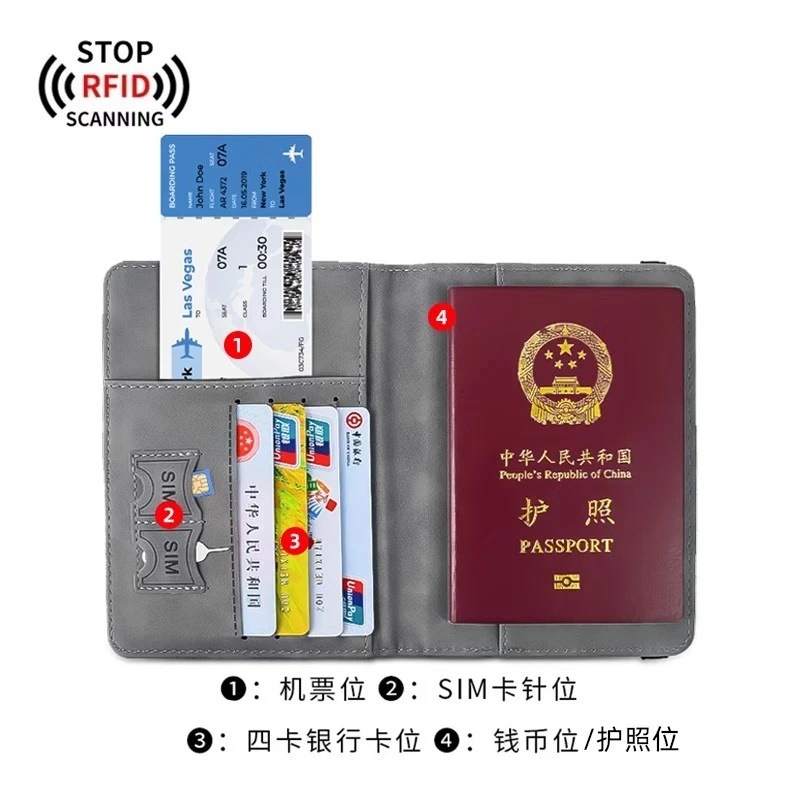 在庫あり PU レザーストラップパスポートバッグ RFID パスポートホルダー旅行財布カードバッグチケットホルダー SIM カードホルダーバッグ|undefined
